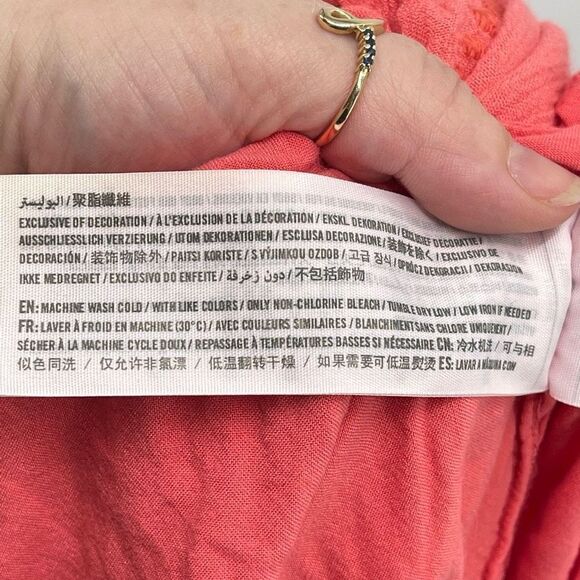 Hollister Mini Dress Floral Embroidered Button Stretch Elastic Waist coral small - Picture 4 of 15